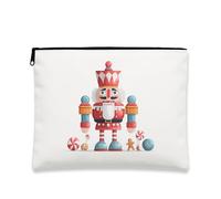 Borsa per il trucco con schiaccianoci, borsa da viaggio colorata per cosmetici, da donna, piccola borsa portatile in tela con cerniera, borsa da toilette natalizia per la cura della pelle, Rosso, 7x9