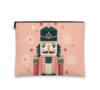 Borsa per il trucco con Schiaccianoci, borsa da viaggio per cosmetici vintage giocosa da donna, piccola borsa portatile in tela con cerniera, organizer per articoli da toeletta per la cura, Pesca, 7x9
