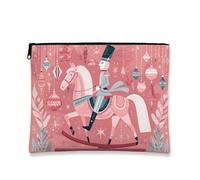 Borsa per il trucco con schiaccianoci, borsa da viaggio vintage per cosmetici da donna, piccola borsa portatile in tela con cerniera, borsa da toilette natalizia per la cura della pelle, Pesca, 7x9