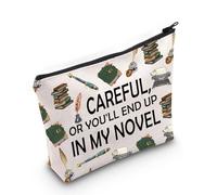 Borsa per il trucco con scritta "Careful Or You'll End Up in My Novel Writer", regalo per donne, scrittore, scrittore, amante della scrittura, con cerniera, Nel mio romanzo 3uk, alla moda