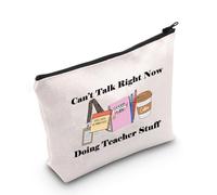 Borsa per il trucco con scritta in inglese "Can't Talk Right Now Doing Teacher Stuff", regalo per la vita dell'insegnante, borsa per insegnante, borsa per riporre oggetti, Non posso parlare adesso