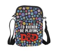 Borsa per il trucco con scritta in inglese "I'd Rather Be Playing D&D", regalo per amanti dei giochi di ruolo, regalo da viaggio, con cerniera, Giocare D D Cr Eu, Borsa cosmetica con stampa