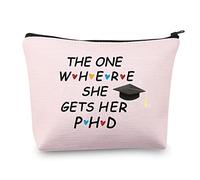 Borsa per il trucco con scritta in inglese "The one where she gets her gifts for phd students dottorato dottorato regali per donne dottorato laurea regali cosmetici borsa da viaggio (borsa PHD)