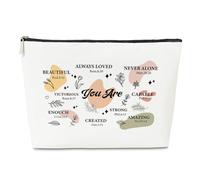 Borsa per il trucco con scritta in lingua inglese "God Says You Are", regalo religioso con dedica della Bibbia, per casa, chiesa, compleanno, laurea, Natale, per ragazza, borsa per il trucco in pelle