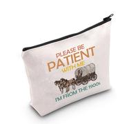Borsa per il trucco con scritta "Please Be Patient with Me I'm from the 1900s", idea regalo per gli amanti dei videogiochi, Borsa Paziente Eu, Borsa cosmetica con stampa