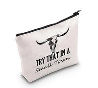 Borsa per il trucco con scritta "Try That in A Small Town", regalo per amanti della musica pop, cantante, concerto, regalo ispirato al cantante, Prova questo in una piccola città