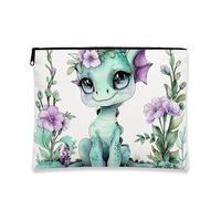 Borsa per il trucco con simpatico drago, borsa da viaggio per cosmetici, fantasia azzurra, piccola borsa portatile in tela con cerniera, regalo di compleanno per la cura della pelle, Azzurro chiaro