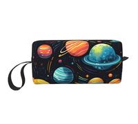 Borsa per il trucco con sistema solare, organizer da viaggio resistente all'acqua, per donne e uomini, spazio pianeta, custodia per cosmetici, con cerniera, piccola borsa per attrezzi portatile