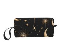 Borsa per il trucco con sole e luna, resistente all'acqua, organizer da viaggio per donne e uomini, con comete spaziali, custodia per cosmetici, con cerniera, piccola borsa per attrezzi portatile