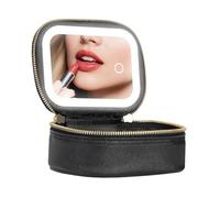 Borsa per il trucco con specchio a LED, borsa portatile per pennelli da trucco - Borsa per trucco con 3 a LED a specchio regolabile - per donne, viaggi, feste in bilico, rinfreschi