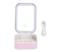 Borsa per il trucco con specchio a LED Scatola porta gioielli Touch screen dimmerabile Custodia viaggio illuminata per viaggi a casa Materiale PU rosa 16,5 x 11,4 x 6 cm