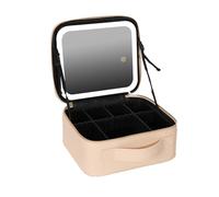 Borsa per il trucco con specchio a LED staccabile e portatile Piccola borsa per il trucco da viaggio Borsa cosmetica per le donne 3 modalità di illuminazione Batteria ricaricabile 2000mAh Custodia per