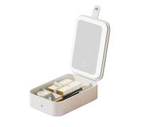 Borsa per il trucco con specchio e luce, borsa portaoggetti per artisti, motivo , portatile, per accessori per il trucco, custodia per attrezzi da viaggio, spazio separato per riporre