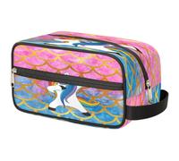 Borsa per il trucco con squame di pesce con unicorni per donne, uomini, bambini, ragazze, ragazzi, borsa da bagno con unicorni, borsa da viaggio per articoli da toeletta cosmetici organizer da doccia,