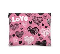 Borsa per il trucco con stampa a cuore, borsa per cosmetici da viaggio con motivo pesca, piccola borsa portatile in tela con cerniera, borsa da toilette regalo per San Valentino, Pesca, 7x9 Inch