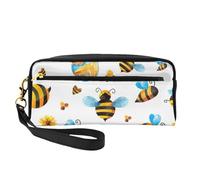 Borsa per il trucco con stampa a forma di api dei cartoni animati per le donne impermeabile sacchetto da toilette scuola ufficio viaggi uso quotidiano