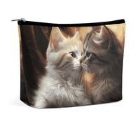Borsa per il trucco con stampa a forma di bacio di gatto, organizer pieghevole per cosmetici, borsa per il trucco da viaggio portatile per viaggi di lavoro