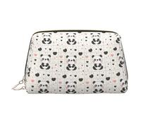 Borsa per il trucco con stampa a forma di cuore con panda carino, trousse da viaggio per donne, borsa per trucco in pelle di grande capacità, organizer per trucchi, graziosa custodia per trucchi