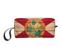 Borsa per il trucco con stampa a grana di legno con bandiera della Florida, borsa per cosmetici resistente, borsa da viaggio per il trucco, regalo essenziale per donne e uomini, bianco, Taglia unica