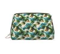 Borsa per il trucco con stampa a isola delle Hawaii, trousse da viaggio per donne, borsa per trucco in pelle di grande capacità, organizer per trucchi, graziosa borsa per il trucco