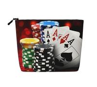 Borsa per il trucco con stampa a righe rosse, borsa da viaggio per cosmetici da donna, grande capacità, borsa organizer da viaggio per uso quotidiano, Torneo di poker, One Size, Classico