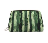 Borsa per il trucco con stampa a righe verticali verdi, borse per cosmetici da viaggio da donna, custodia per trucchi in pelle di grande capacità, organizer per trucchi, graziosa custodia per trucchi