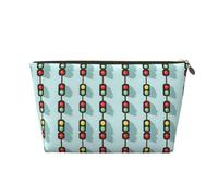 Borsa per il trucco con stampa a semaforo luminoso, borsa da toilette da viaggio per donne, graziosa borsa organizer per trucco in pelle