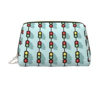 Borsa per il trucco con stampa a semaforo luminoso, borse da viaggio per articoli da toeletta da donna, custodia per trucco in pelle di grande capacità, organizer per trucchi, carino