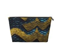 Borsa per il trucco con stampa a squame di drago per donna borsa da toilette da viaggio in pelle impermeabile per articoli da toeletta borsa cosmetica, Oro, Taglia unica, Beauty case