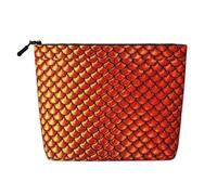 Borsa per il trucco con stampa a squame di pesce rosso Borsa cosmetica carina per le donne Sacchetto di trucco Borsa da viaggio per Lady, Nero , Taglia unica