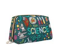 Borsa per il trucco con stampa a tema scienza del fumetto borsa da toilette versatile borsa cosmetica di grande capacità per le donne, bianco, Taglia unica, Beauty case