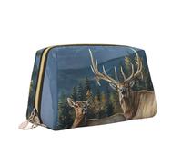 Borsa per il trucco con stampa animale alce di montagna borsa da toilette versatile borsa cosmetica di grande capacità per le donne, bianco, Taglia unica, Beauty case