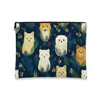 Borsa per il trucco con stampa animale, graziosa custodia da viaggio per donne, piccola custodia portatile in tela con cerniera, organizer per articoli da toeletta per la cura della pelle, Navy, 7x9