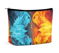 Borsa per il trucco con stampa artistica Fire Vs Ice, organizer pieghevole per cosmetici, borsa per il trucco da viaggio portatile per viaggi di lavoro