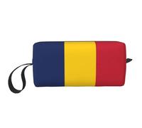 Borsa per il trucco con stampa bandiera del Ciad, borsa per cosmetici resistente, borsa da viaggio per il trucco, regalo essenziale per donne e uomini, bianco, Taglia unica