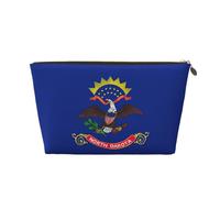 Borsa per il trucco con stampa bandiera del Nord Dakota per le donne borsa da toilette da viaggio in pelle impermeabile per articoli da toeletta borsa cosmetica, Oro, Taglia unica, Beauty case