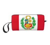Borsa per il trucco con stampa bandiera del Perù, borsa per cosmetici resistente, borsa da viaggio per il trucco, regalo essenziale per donne e uomini, bianco, Taglia unica