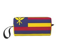 Borsa per il trucco con stampa bandiera del Regno delle Hawaii, borsa per cosmetici resistente, borsa da viaggio per il trucco, regalo essenziale per donne e uomini, bianco, Taglia unica