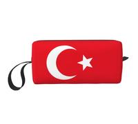 Borsa per il trucco con stampa bandiera della Turchia, borsa per cosmetici resistente, borsa da viaggio per il trucco, regalo essenziale per donne e uomini, bianco, Taglia unica
