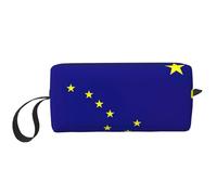Borsa per il trucco con stampa bandiera dell'Alaska, borsa per cosmetici resistente, borsa da viaggio per il trucco, regalo essenziale per donne e uomini, bianco, Taglia unica