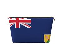Borsa per il trucco con stampa bandiera delle isole Turks e Caicos per donna borsa da toilette da viaggio in pelle impermeabile per articoli da toeletta borsa cosmetica, Oro, Taglia unica, Beauty case