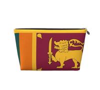 Borsa per il trucco con stampa bandiera dello Sri Lanka per le donne borsa da toilette da viaggio in pelle impermeabile per articoli da toeletta borsa cosmetica, Argento, Taglia unica, Beauty case