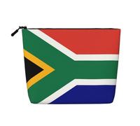 Borsa per il trucco con stampa bandiera sudafricana carina borsa cosmetica per le donne sacchetto di trucco borsa da viaggio borsa da toilette per signora, Nero , Taglia unica