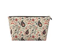 Borsa per il trucco con stampa cachemire nero e rosso, borsa da toilette da viaggio per donne, borsa da trucco in pelle carina organizer