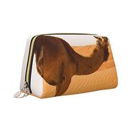 Borsa per il trucco con stampa cammello sabbia deserto borsa da toilette versatile borsa cosmetica di grande capacità per le donne, bianco, Taglia unica, Beauty case