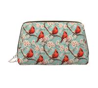 Borsa per il trucco con stampa cardinale rosso su ramo, borse per cosmetici da viaggio per donne, custodia per trucco in pelle di grande capacità, organizer per trucchi, graziosa custodia per trucchi