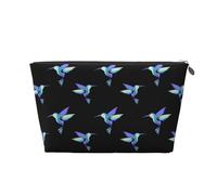 Borsa per il trucco con stampa colibrì blu e viola, borsa per cosmetici da viaggio borsa per il trucco da donna, borsa per il trucco in pelle, borsa per il trucco carina, Argento, Taglia unica