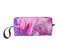 Borsa per il trucco con stampa colorata viola effetto marmo, borsa per cosmetici resistente, borsa da viaggio per il trucco, regalo essenziale per donne e uomini, bianco, Taglia unica