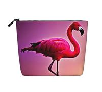 Borsa per il trucco con stampa con fenicottero rosa carino borsa cosmetica per le donne sacchetto di trucco borsa da viaggio per signora, Nero , Taglia unica