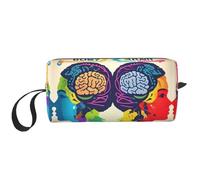 Borsa per il trucco con stampa del cervello sinistro e destro, borsa per cosmetici resistente, borsa da viaggio per il trucco, regalo essenziale per donne e uomini, bianco, Taglia unica